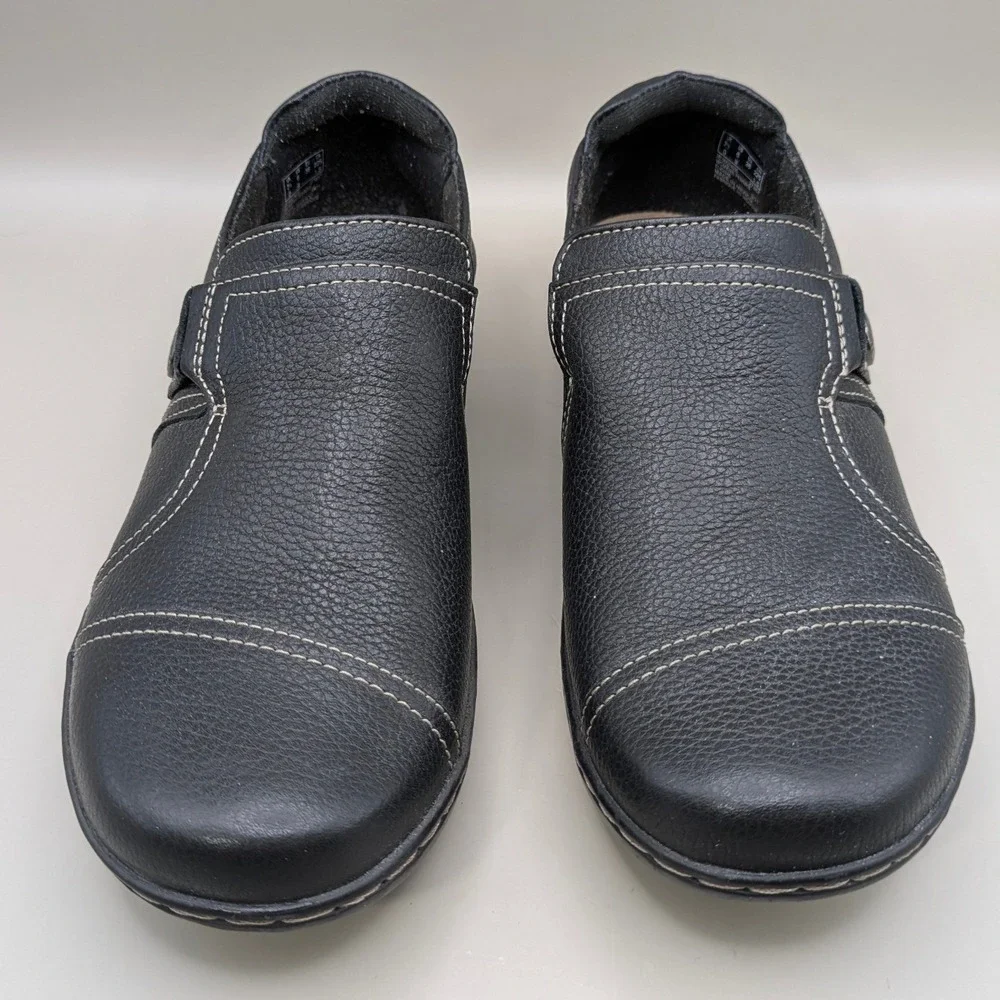 Clarks Cheyn Madi‎ Black Leather Slip-On Comfort Flats Loafers Size 6